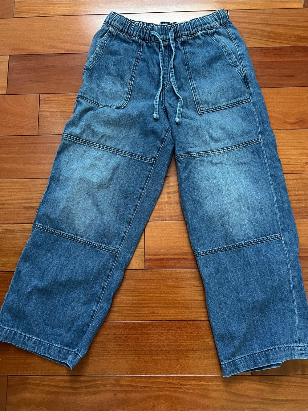 GAP Relaxed Drawstring Denim Pants - Blue
